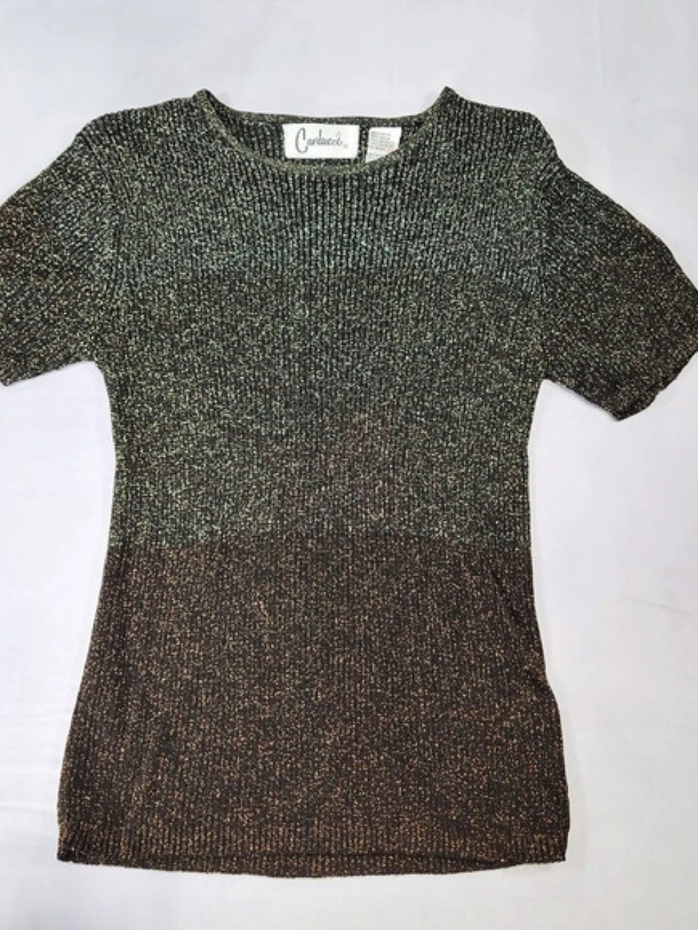 Carducci Metallic Short Sleeve Top in Black & Gold Size Medium